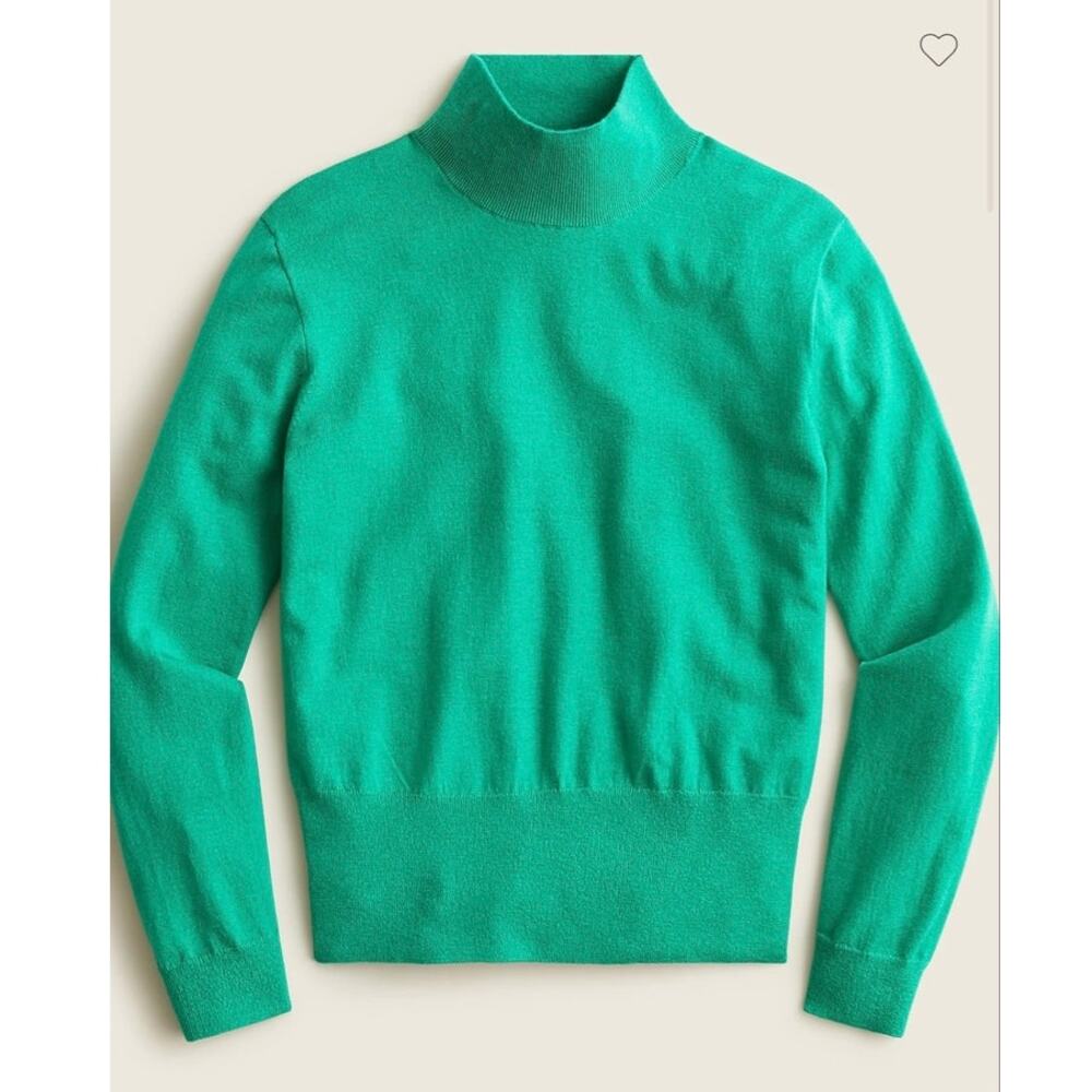 J Crew Silk Blend Turtle Neck Sweater Women's Large Green